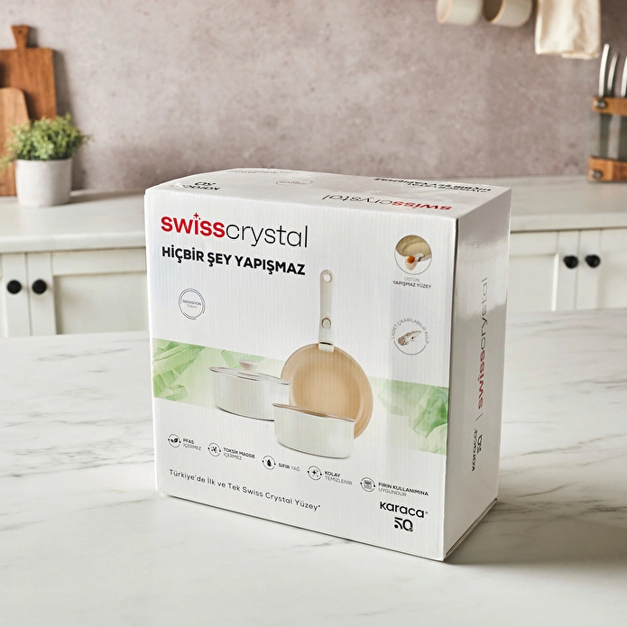 Karaca x Refika Swiss Crystal Çıkarılabilir Saplı 5 Parça Tencere ve Tava Seti