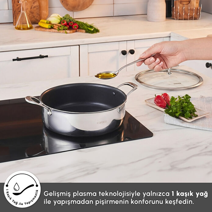 Karaca Plasma Steel 316+ 3Ply Karnıyarık Tencere 28 cm