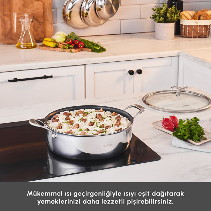 Karaca Plasma Steel 316+ 3Ply Karnıyarık Tencere 28 cm