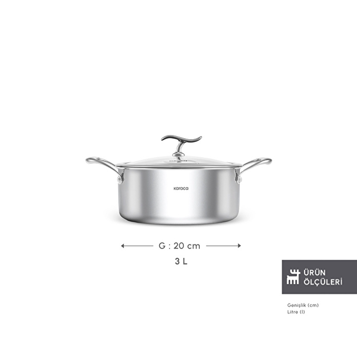 Karaca Plasma Steel 316+ 3Ply Tencere 20 cm