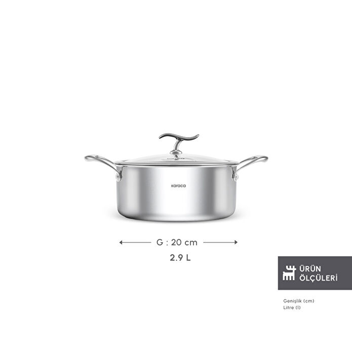 Karaca Plasma Steel 316+ 3Ply Tencere 20 cm