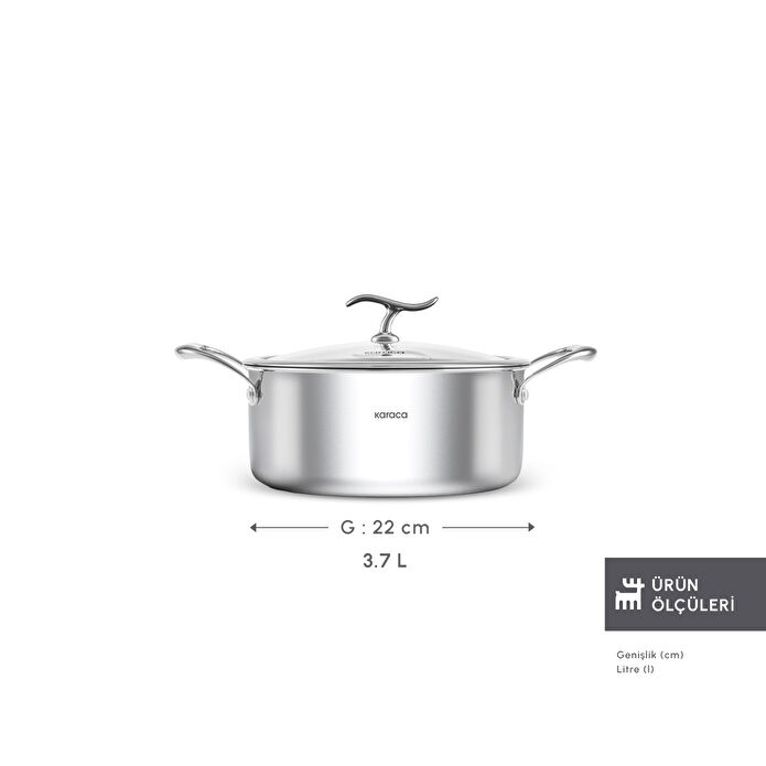 Karaca Plasma Steel 316+ 3Ply Tencere 22 cm
