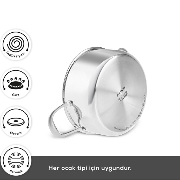 Karaca Plasma Steel 316+ 3Ply Tencere 22 cm
