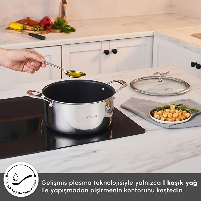 Karaca Plasma Steel 316+ 3Ply Tencere 24 cm