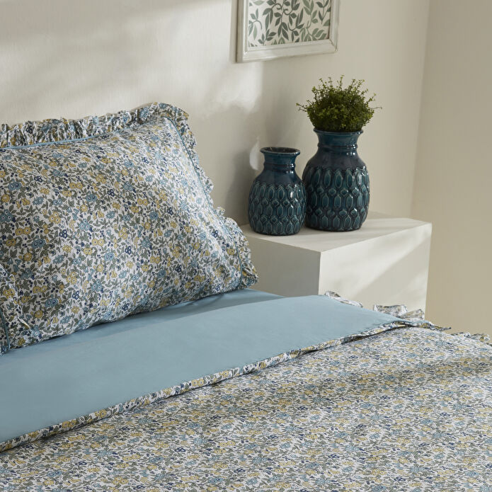 Karaca Home Minay 52 tel %100 Pamuk Çift Kişilik Nevresim Takımı Mavi