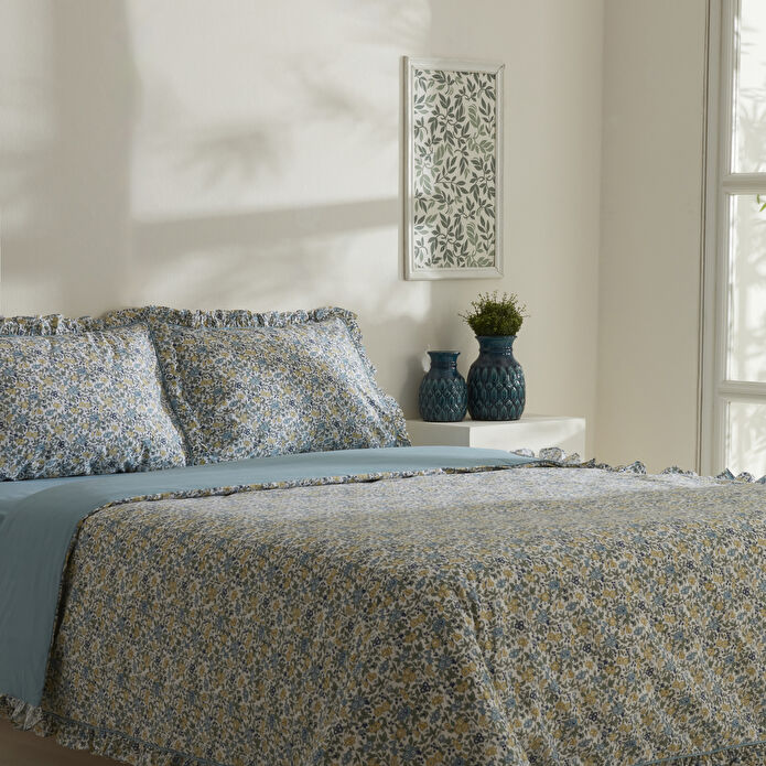 Karaca Home Minay 52 tel %100 Pamuk Çift Kişilik Nevresim Takımı Mavi