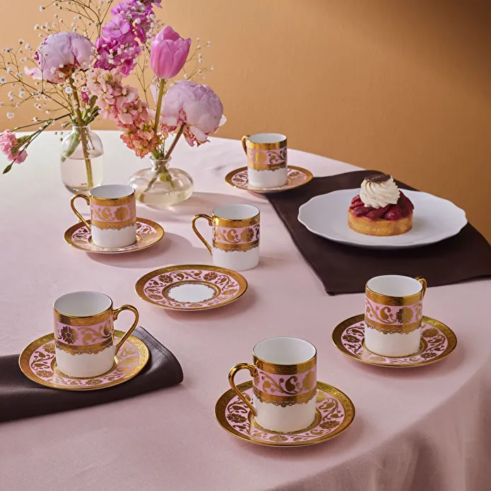 Karaca Gülfem 6 Kişilik Kahve Fincan Takımı Pembe 90 ml