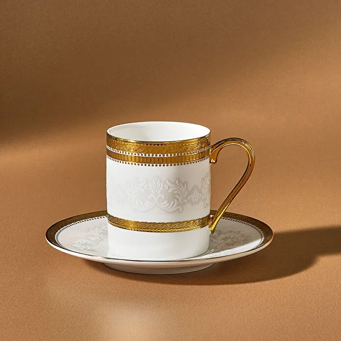 Karaca Royal Bone Charlotte 6 Kişilik Kahve Fincan Takımı 90 ml