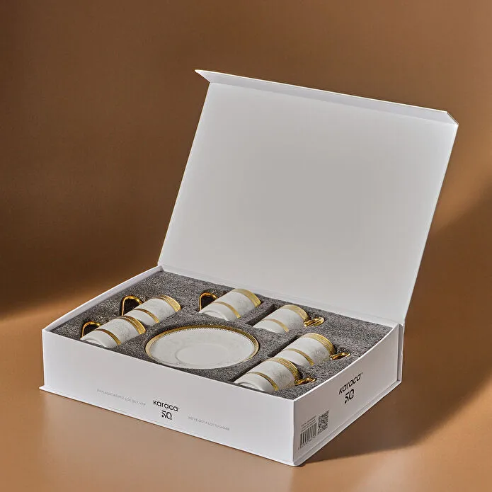 Karaca Royal Bone Charlotte 6 Kişilik Kahve Fincan Takımı 90 ml