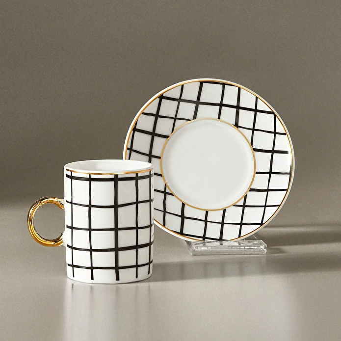 Karaca Perry Çizgili 6 Kişilik Kahve Fincan Takımı 90 Ml