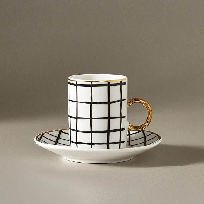 Karaca Perry Çizgili 6 Kişilik Kahve Fincan Takımı 90 Ml