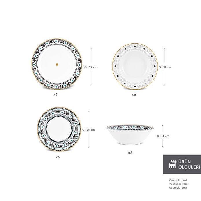 Karaca Forever Bone Vina 24 Parça 6 Kişilik Yemek Takımı 