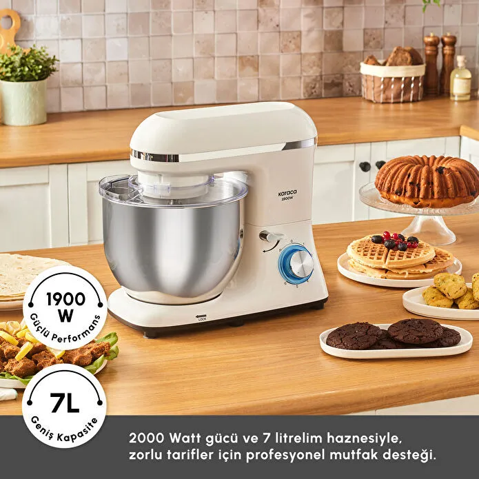 Karaca Chefcrafter Hamur Yoğurma Makinesi Porcelain White 1900W 7L