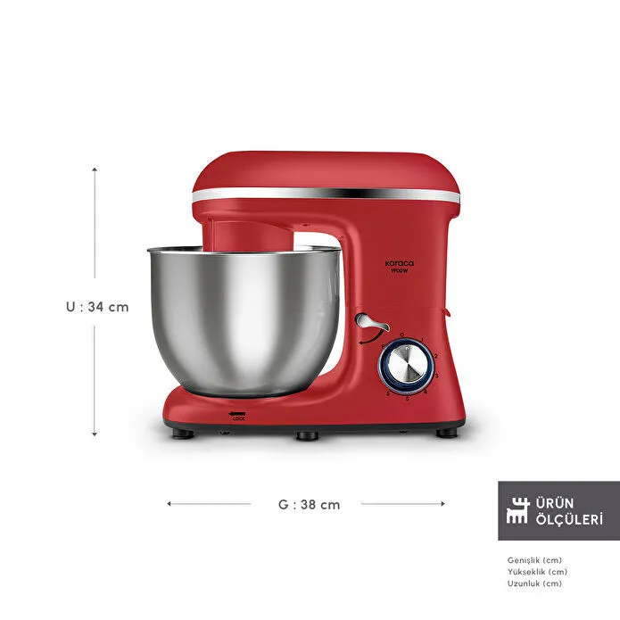 Karaca Chefcrafter Hamur Yoğurma Makinesi Red 1900W 7L