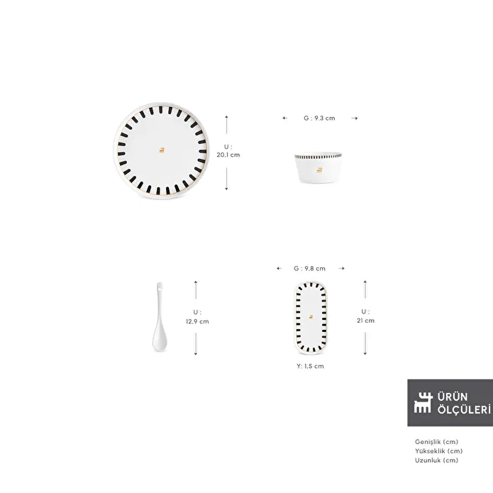 Karaca Stream Bone Kore 22 Parça 6 Kişilik Kahvaltı Takımı