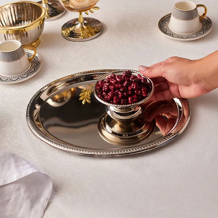 Karaca Home Fiora Kahve İkram ve Sunum Tepsisi Silver