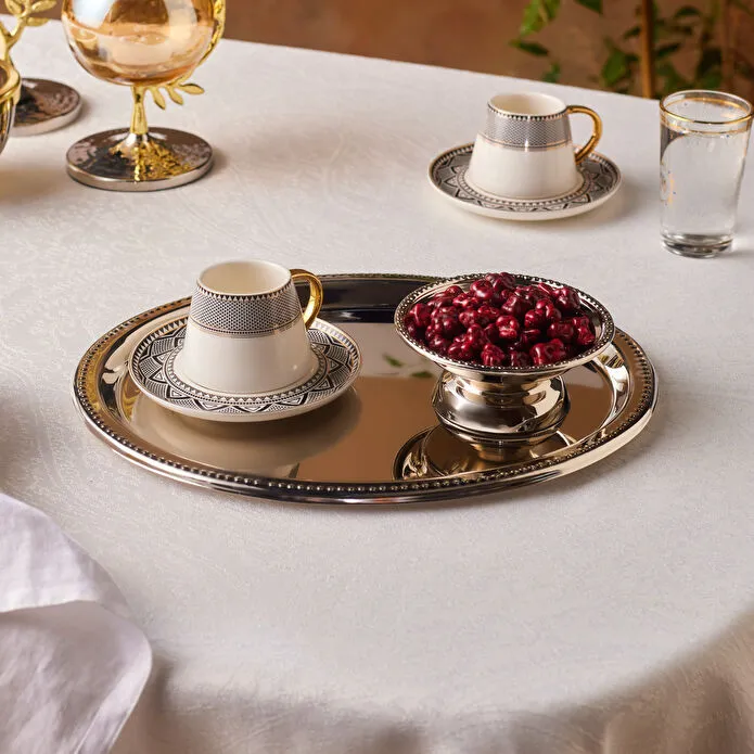Karaca Home Fiora Kahve İkram ve Sunum Tepsisi Silver