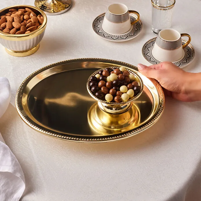Karaca Home Fiora Kahve İkram ve Sunum Tepsisi Gold