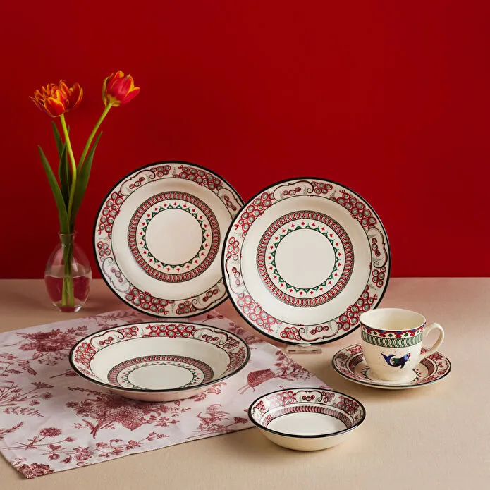 Karaca x Ömür Akkor İznik Lal Çukur Tabak 23 cm