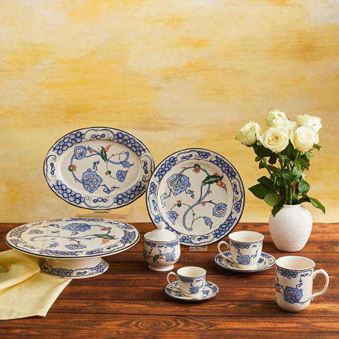 Karaca x Ömür Akkor İznik Hatai Çay Fincanı ve Tabağı 200 ml