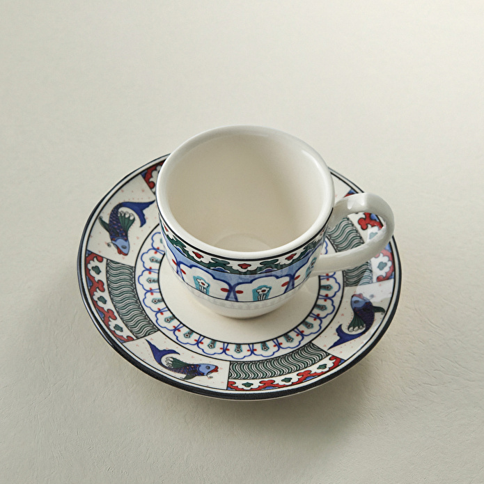 Karaca x Ömür Akkor İznik Çini Kahve Fincanı ve Tabağı 90 ml