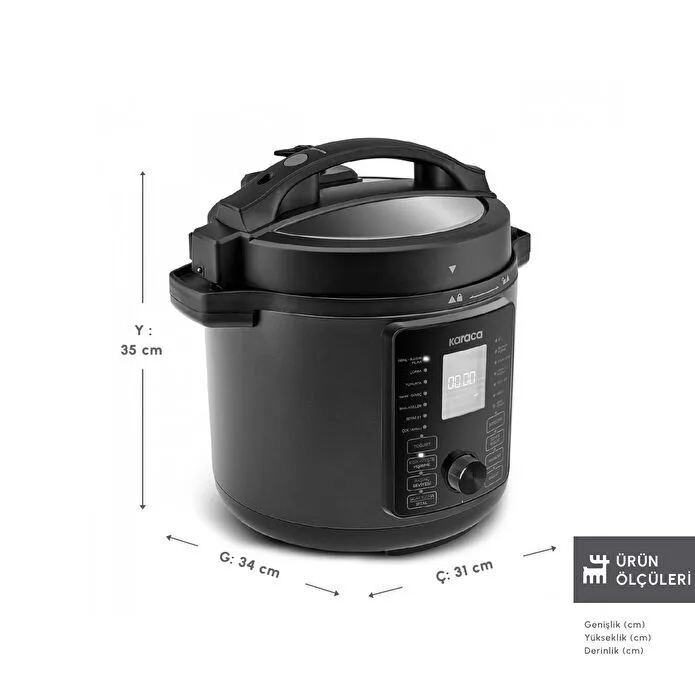 Karaca Cooker Elektrikli Düdüklü Basınçlı Pişirici Matte Black 6L