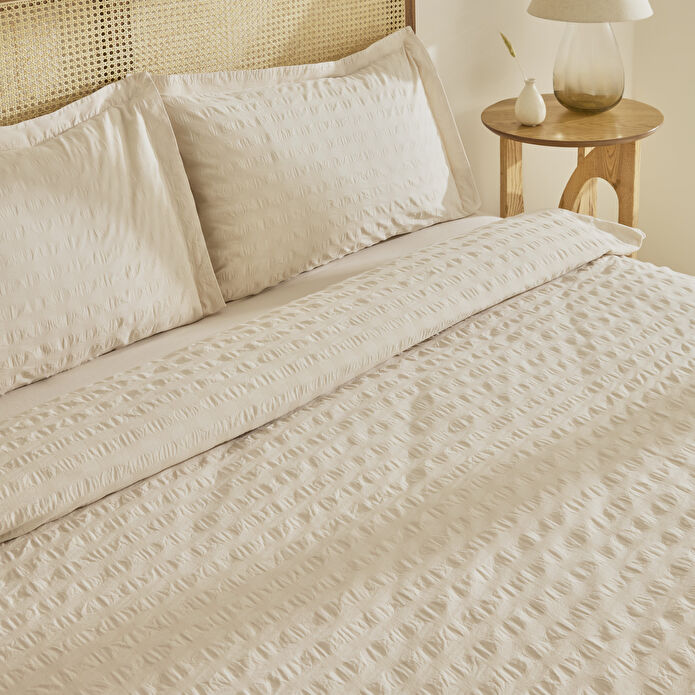 Karaca Home Perla Gofre %100 Pamuk Çift Kişilik Nevresim Takımı Bej