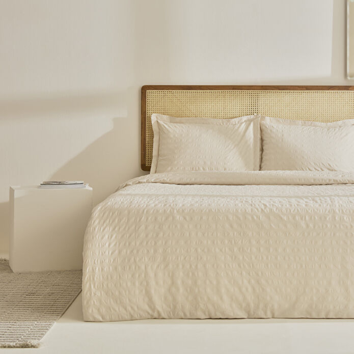 Karaca Home Perla Gofre %100 Pamuk Çift Kişilik Nevresim Takımı Bej