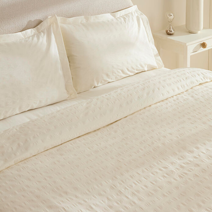 Karaca Home Perla Gofre %100 Pamuk Çift Kişilik Nevresim Takımı Beyaz