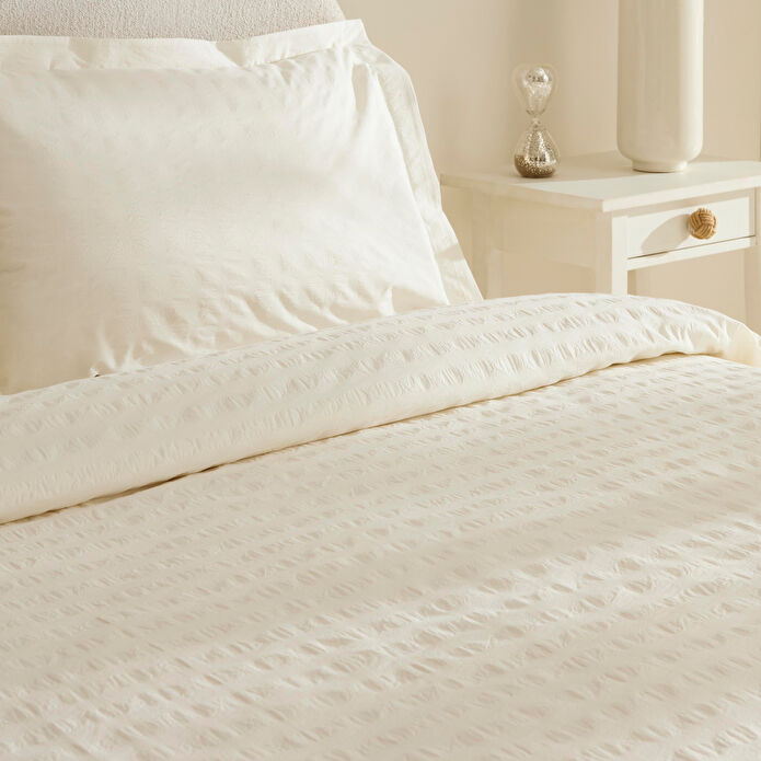 Karaca Home Perla Gofre %100 Pamuk Çift Kişilik Nevresim Takımı Beyaz