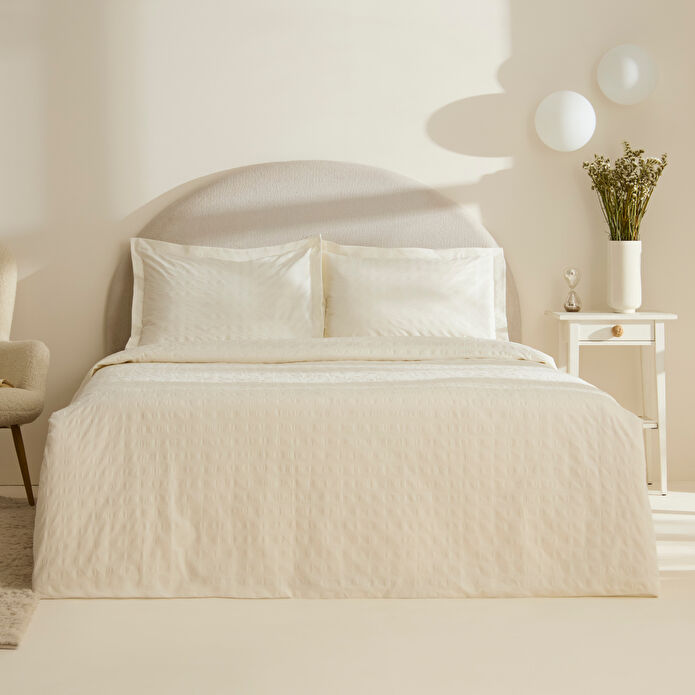 Karaca Home Perla Gofre %100 Pamuk Çift Kişilik Nevresim Takımı Beyaz