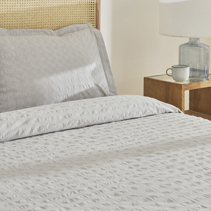 Karaca Home Perla Gofre %100 Pamuk Çift Kişilik Nevresim Takımı Gri