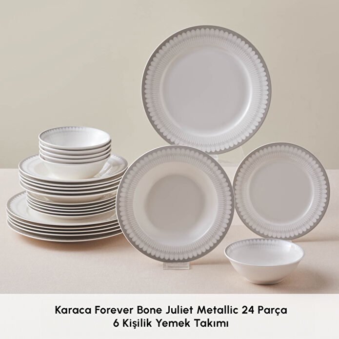 Karaca Forever Bone Juliet Metallic 24 Parça 6 Kişilik Yemek Takımı