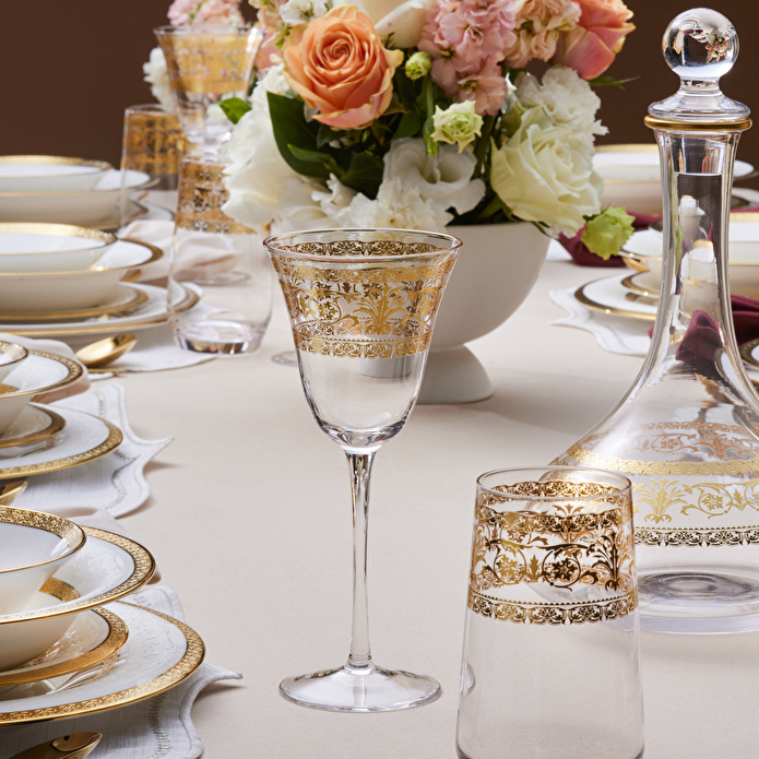 Karaca Royal Bone Victoria 25 Parça Bardak Kadeh ve Karaf Seti Gold