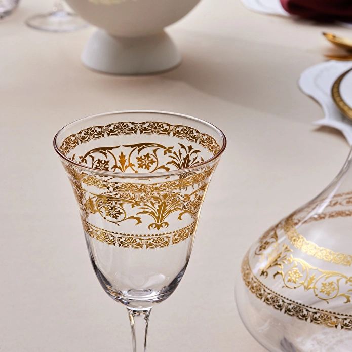 Karaca Royal Bone Victoria 25 Parça Bardak Kadeh ve Karaf Seti Gold