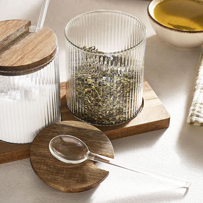 Karaca Mova Akasya 3'lü Cam Kaşıklı Baharat Takımı