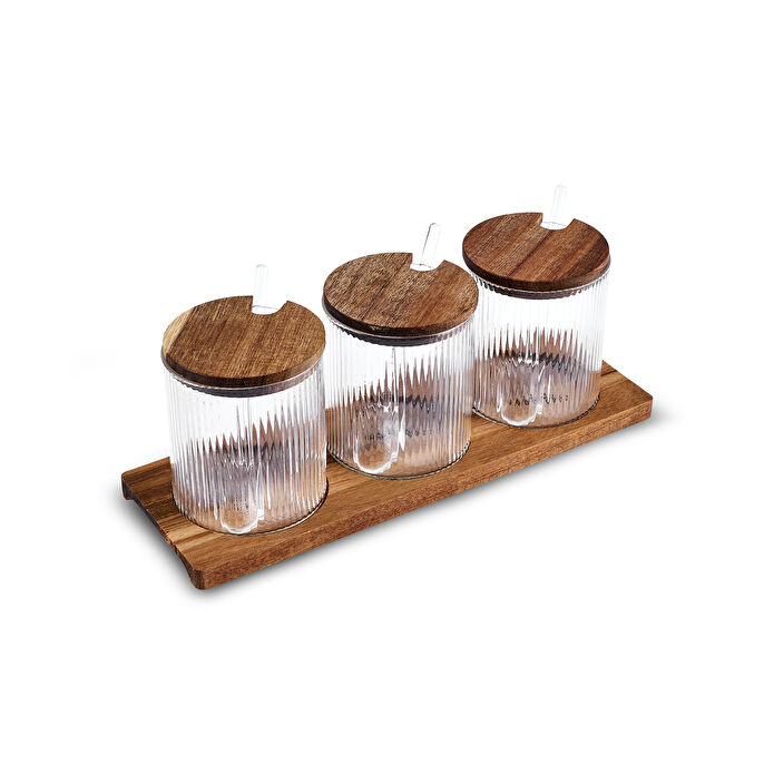 Karaca Mova Akasya 3'lü Cam Kaşıklı Baharat Takımı