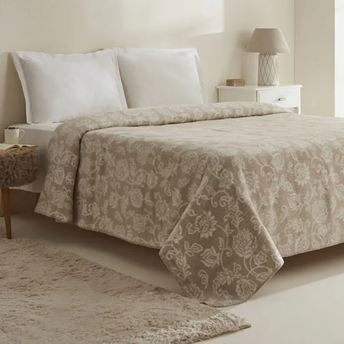 Karaca Home Glorinda Çift Kişilik Akrilik Battaniye Açık Kahve