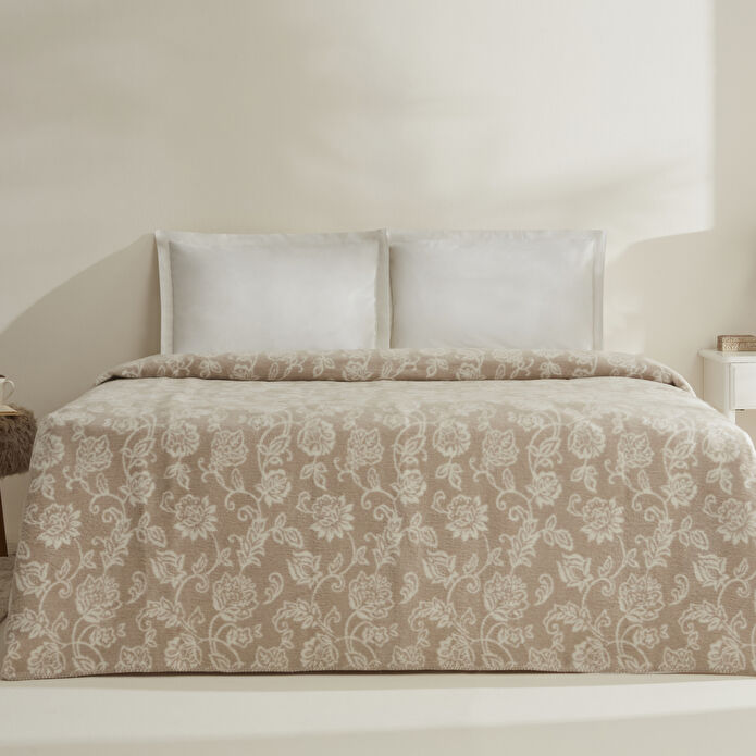 Karaca Home Glorinda Çift Kişilik Akrilik Battaniye Açık Kahve