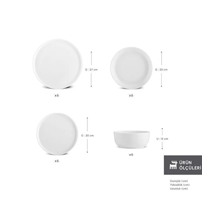 Karaca Stream Bone Blair 24 Parça 6 Kişilik Yemek Takımı