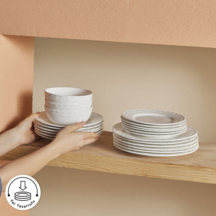 Karaca Forever Bone Nate 24 Parça 6 Kişilik Yemek Takımı