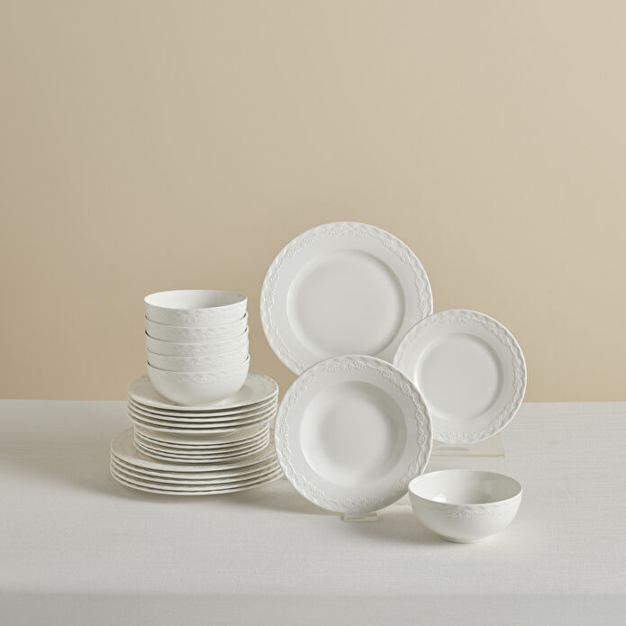 Karaca Forever Bone Nate 24 Parça 6 Kişilik Yemek Takımı