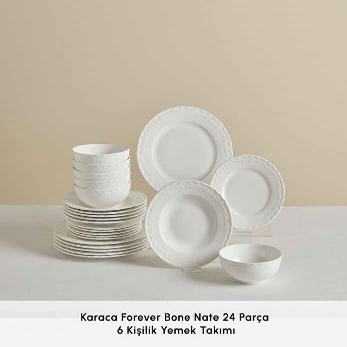 Karaca Forever Bone Nate 24 Parça 6 Kişilik Yemek Takımı