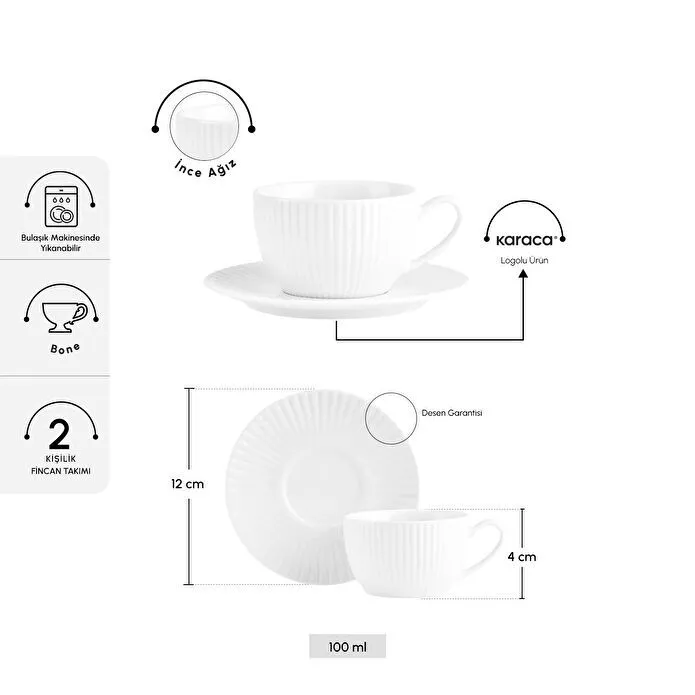 Karaca Seashell 2 Kişilik Espresso ve Kahve Fincan Takımı 100 ml