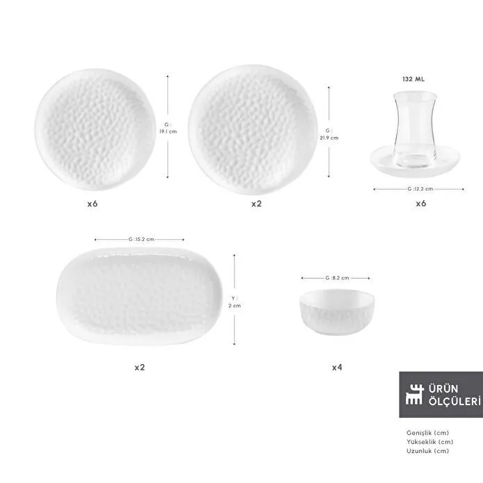 Karaca Forever Bone Rita 26 Parça 6 Kişilik Kahvaltı Takımı