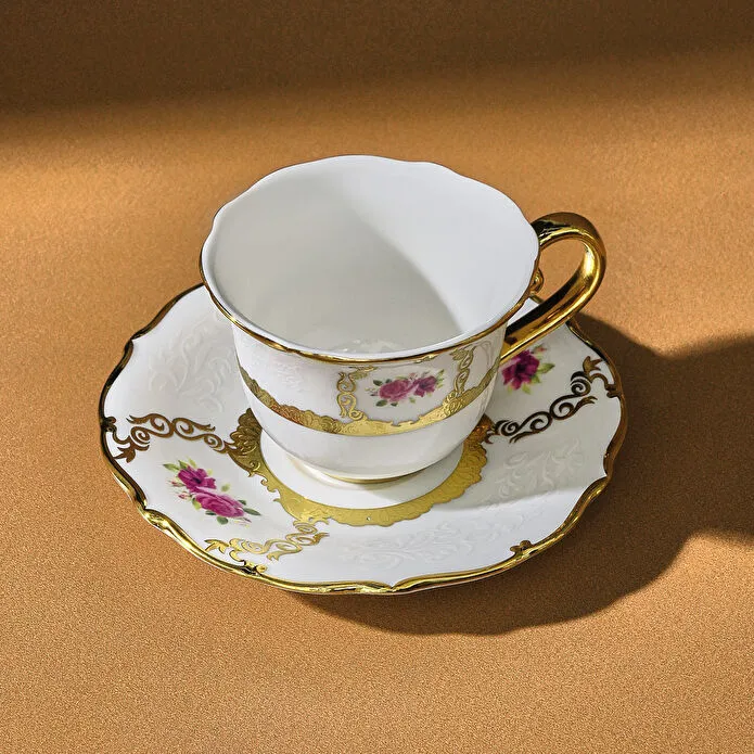 Karaca Royal Bone Elizabeth 6 Kişilik Kahve Fincan Takımı 90 Ml