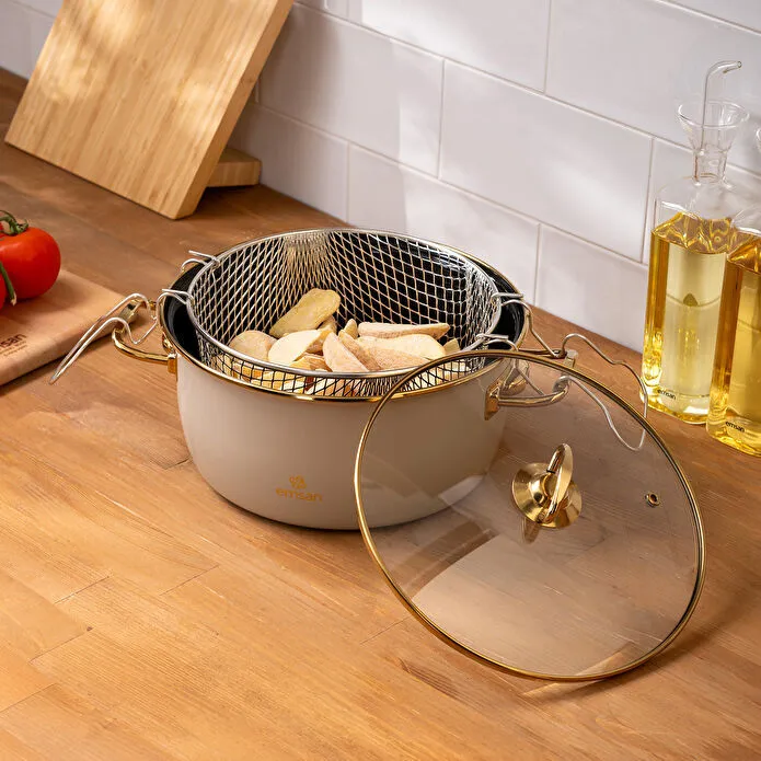 Emsan Retro Emaye Kızartma Tenceresi Bej