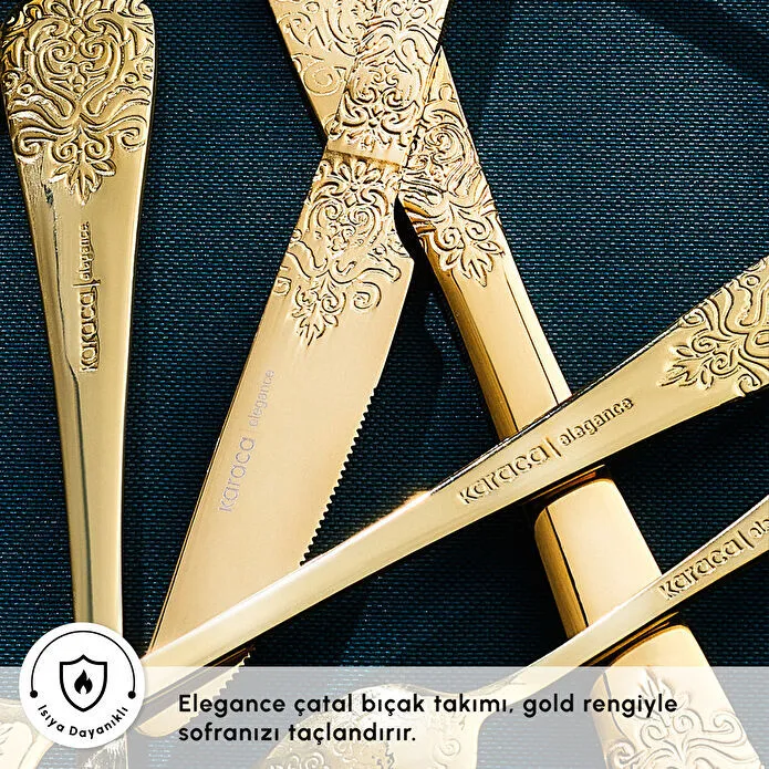 Karaca Elegance Bellatrix Gold 12 Kişilik 84 Parça Çatal Kaşık Bıçak Takımı