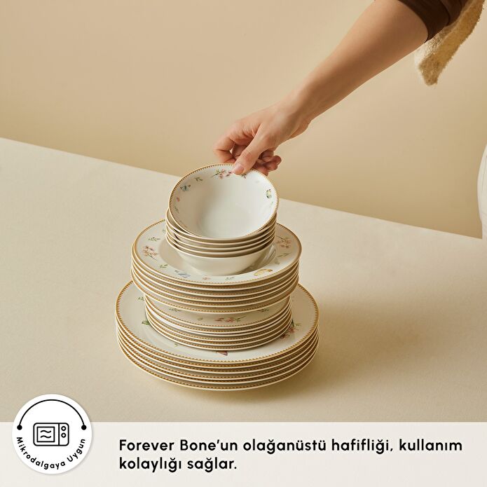 Karaca Forever Bone New Fly 24 Parça 6 Kişilik Yemek Takımı