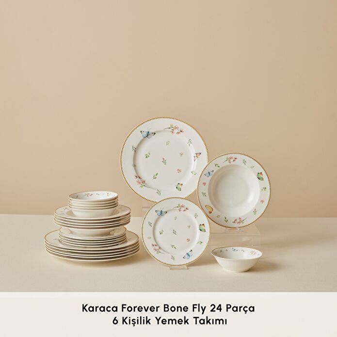 Karaca Forever Bone Fly 24 Parça 6 Kişilik Yemek Takımı
